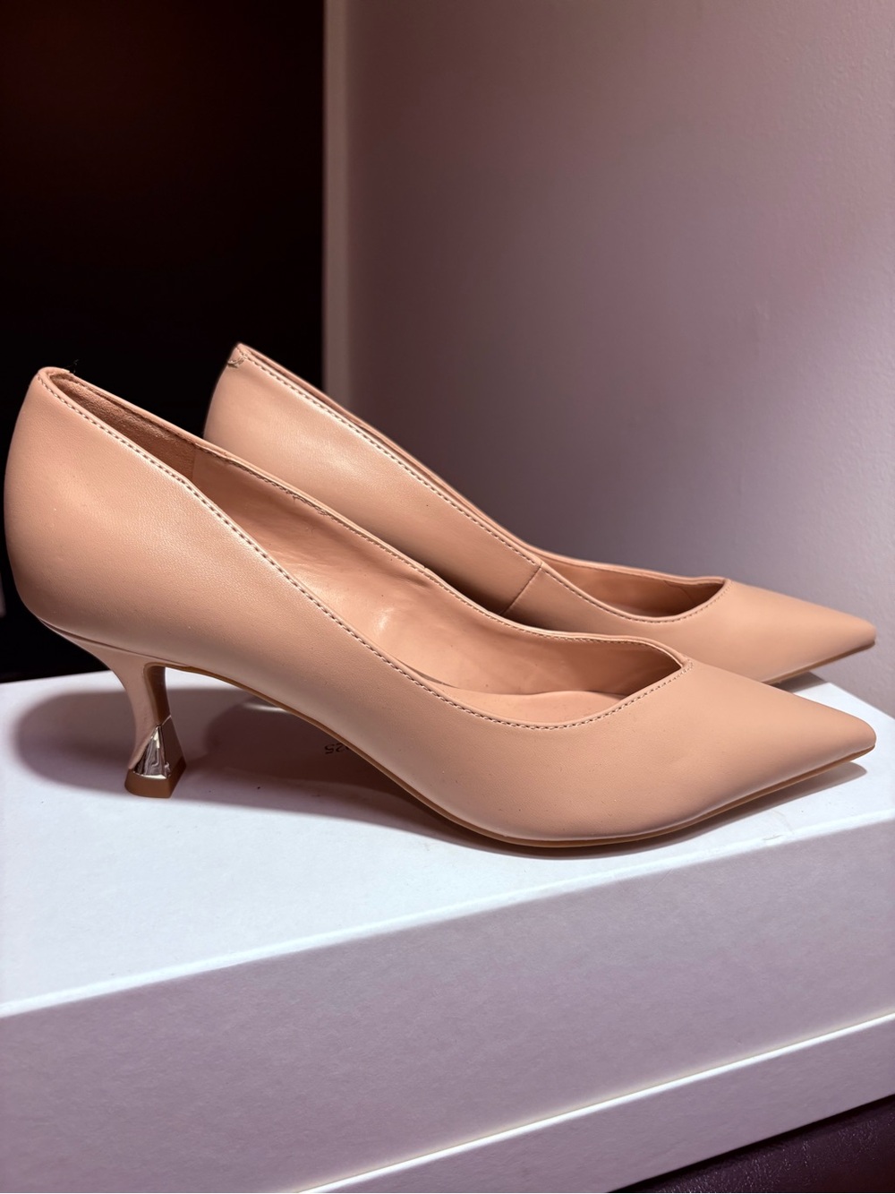 Nine West Nude Pointed-Toe Kitten Heel Pumps - Picture 4 of 7